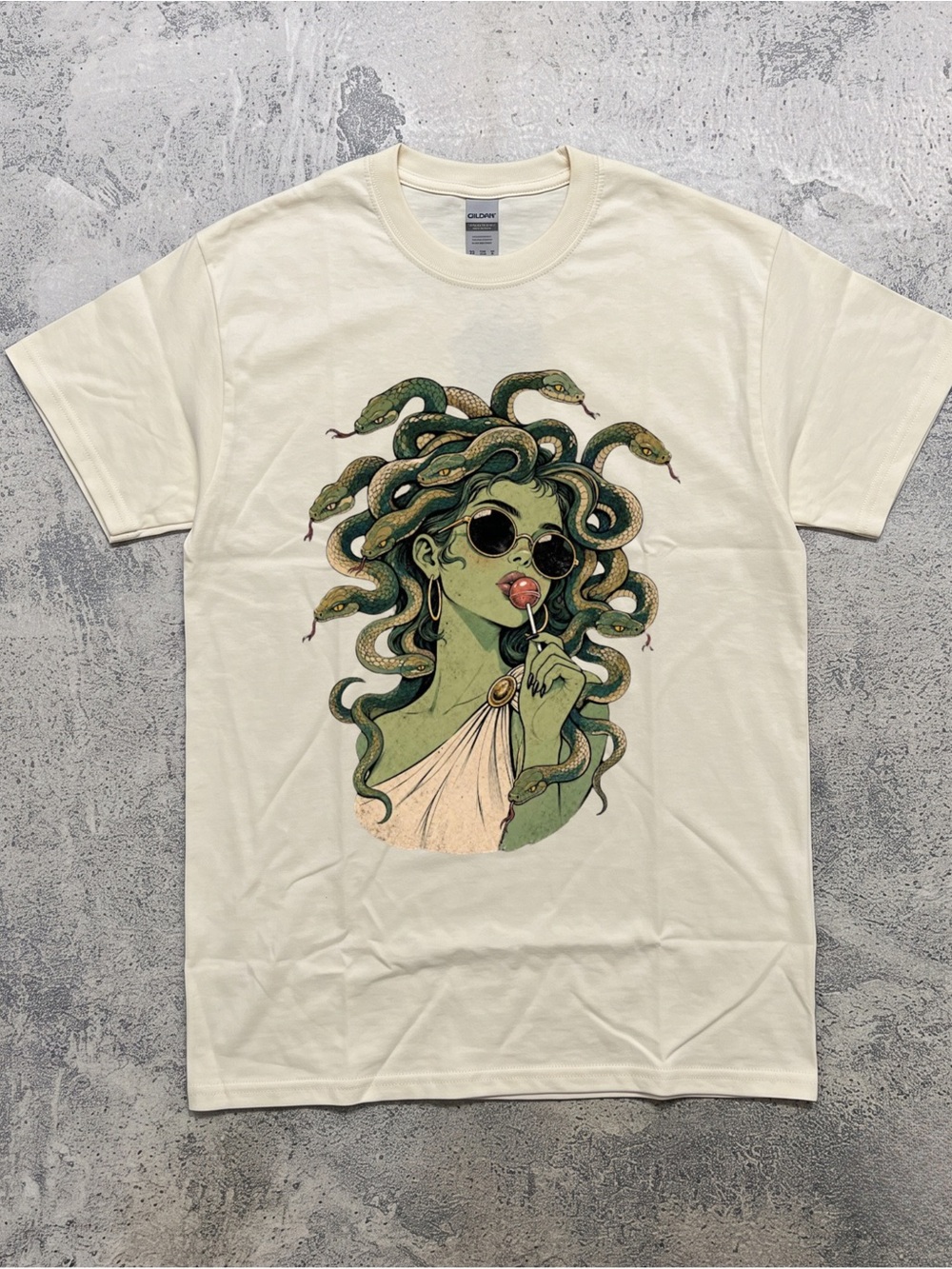 Gildan Medusa Lollipop T-Shirt, Retro Halloween Graphic Tee